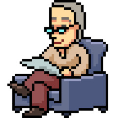 Poster - vector pixel art old man