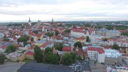 Sticker - Tallinn skyline at sunset, aerial view of Estonia