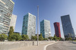 Modern buildings, economic center in Square, Plaza Europa, Hospitalet de Llobregat, province Barcelona, Catalonia.