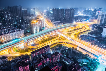 Canvas Print - wuhan city interchange at night