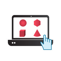 laptop touch with pink math shapes vector illustration design