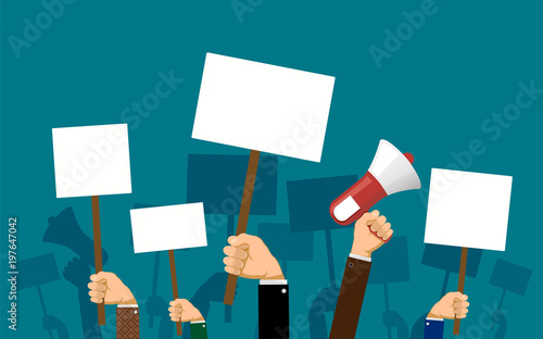 Fotomural People hold banners and posters in their hands