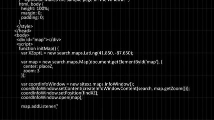 Machine Language Running on the Data Screen. Software Programming Animation Design. Technology Concept. 4k UHD 3840x2160.