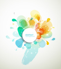 Wall Mural - abstract colored flower background with circles and brush strokes.