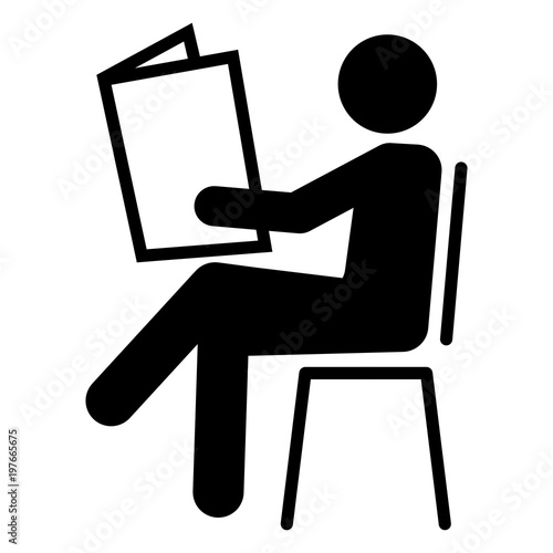 lgd14 LogoGraphicDesign - Wartezimmer Symbol / Stuhl / Zeitung lesen -  english: waiting room symbol / chair / newspaper reading - poster xxl g5937  Stock Illustration | Adobe Stock