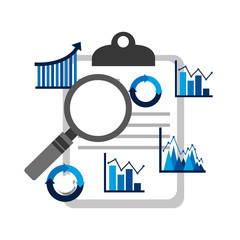 Wall Mural - business clipboard analysis diagram graphs economy financial  vector illustration