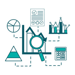 bar graph statistics analysis calculator business vector illustration green design