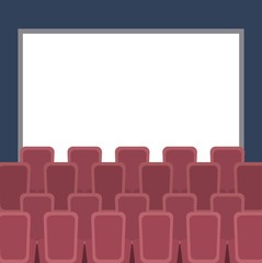 Canvas Print - cinema auditorium with seats and white blank screen vector illustration