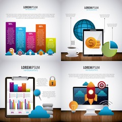 Wall Mural - infographic statistics set business cloud office vector illustration