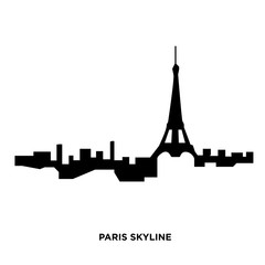 Canvas Print - paris skyline silhouette on white background, in black