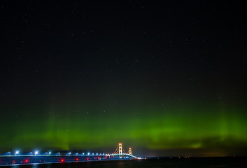 mackinaw bridge - aurora borealis - northern lights