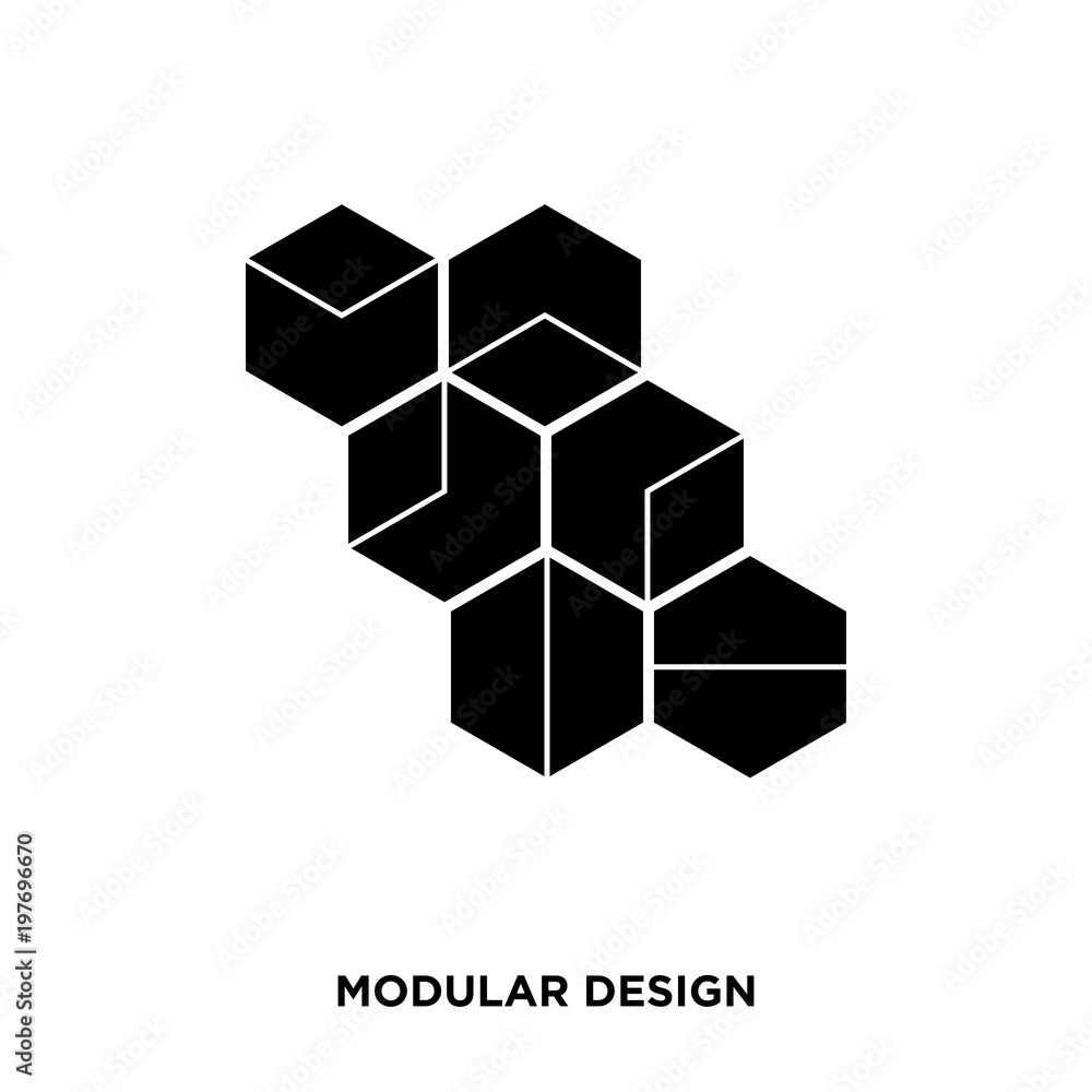 modular design icon on white background, in black, vector icon illustration