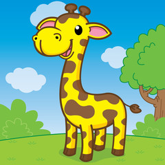 Giraffe, cute vector, cute cartoon