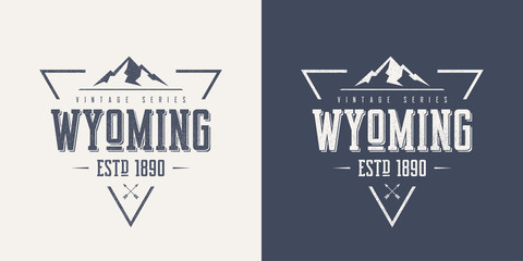 Sticker - Wyoming state textured vintage vector t-shirt and apparel design