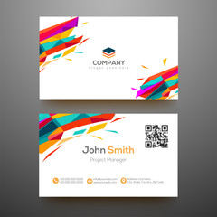 Horizontal business card with front and back presentation.