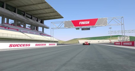 Aufkleber - White Racing Car Crossing Finish Line And Winning The Race