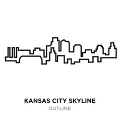 Wall Mural - kansas city skyline outline on white background, vector illustration