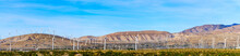 Wide Panorama Of Windmills At Palm Springs, California, U.S.A.