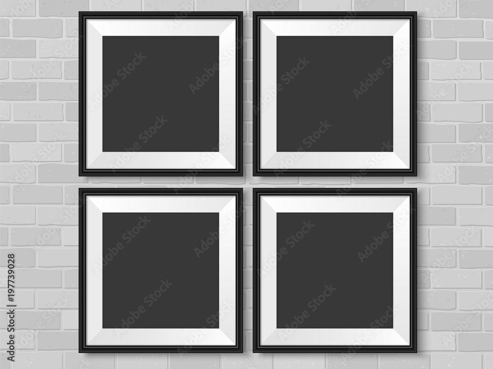 Frames photo gallery mock up brick wall vector black Stock Vector ...