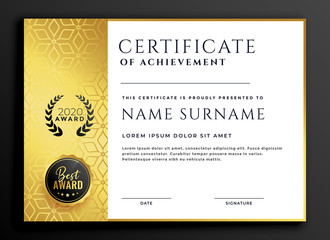 Wall Mural - certificate template design with luxury golden pattern