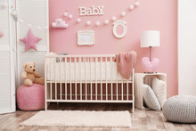 Beautiful Interior Of Baby Room With  Crib