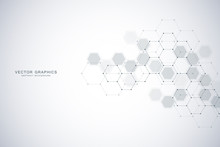 Science Abstract Background With Hexagons And Molecules.