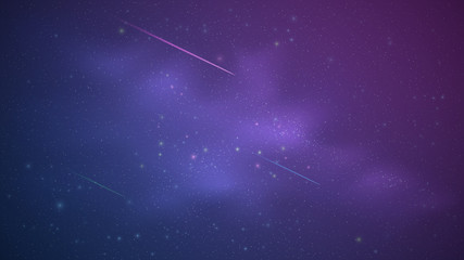 Wall Mural - magic starry sky with a luminous blue and purple milky way. shooting stars. falling comets. shining 