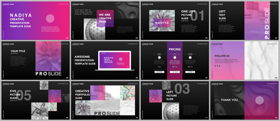 Wall Mural - Minimal presentations, portfolio templates. Blue elements on a white background. Brochure cover vector design. Presentation slides for flyer, leaflet, brochure, report, marketing, advertising, banner