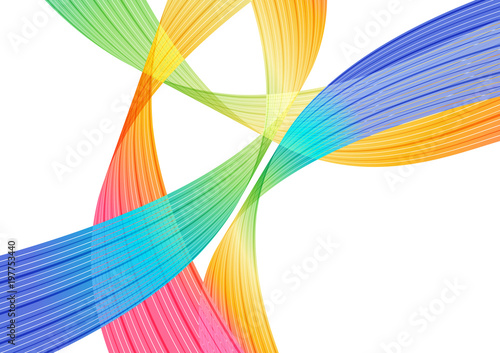 Colorful curve elements on white background, abstraction striped design