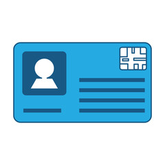 Sticker - id card icon over white background, blue shading design. vector illustration