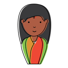 Wall Mural - Hindu woman with traditional costume over white background, colorful design. vector illustration