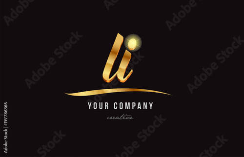 Cuadros en Lienzo gold alphabet letter li l i logo combination icon design