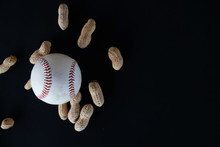 Baseball And Ballpark Peanuts Isolated On Black Background