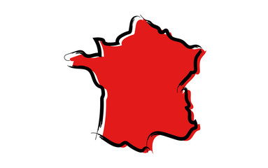 Wall Mural - Stylized red sketch map of France