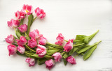 Fototapeta Tulipany - Букет тюльпанов на белом фоне