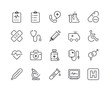 Minimal Set of Medical and Health Line Icons. Editable Stroke.
