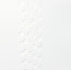 White geometric decorative element, hexagonal line background, vector pattern