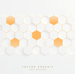 Wall Mural - abstract hexagon 3d vector background. white and orange color geometric pattern