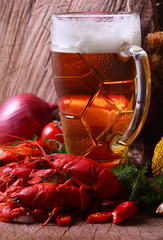 Canvas Print - Boiled crayfish and beer