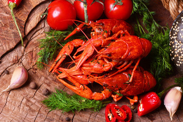 Canvas Print - Boiled crayfish and beer