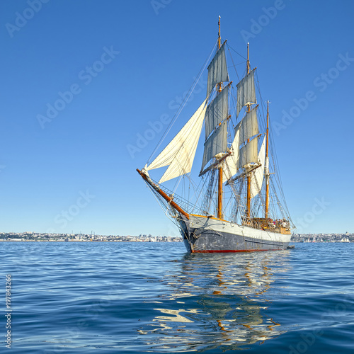 Beautiful Sailing Ship In The Blue Sea Under Sail Yachting Sailing Stock Photo Adobe Stock Beautiful Sailing Ship In The Blue Sea Under Sail Yachting Sailing Stock Photo Adobe Stock