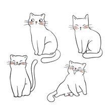 Vector Illustration Character Design Outline Of Cat Draw Doodle Style