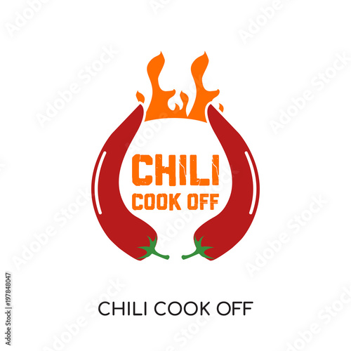 Fotomural chili cook off logo isolated on white background for your web, mobile and app de
