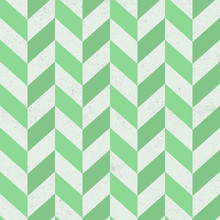 Seamless Old Green Chevron Pattern On Paper Texture. Vector Illustration