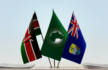 Flags of Kenya African Union and Saint Helena