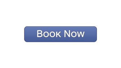 Wall Mural - Book now web interface button violet color, flight ticket online, reservation