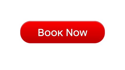 Wall Mural - Book now web interface button red color, flight ticket online, reservation