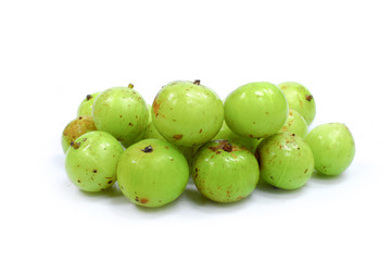 Wall Mural - Indian gooseberries on white background