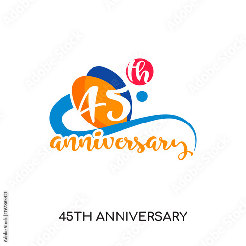 Fotografija 45th anniversary logo isolated on white background for your web, mobile and app