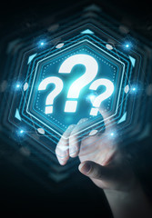 Fototapete - Businesswoman using question marks digital interface 3D rendering
